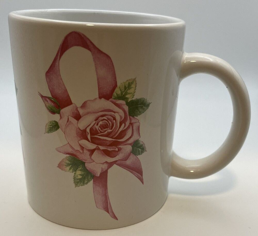 VTG 1997 Avon Breast Cancer Awareness Crusade Pink Ribbon With Rose Mug 10oz